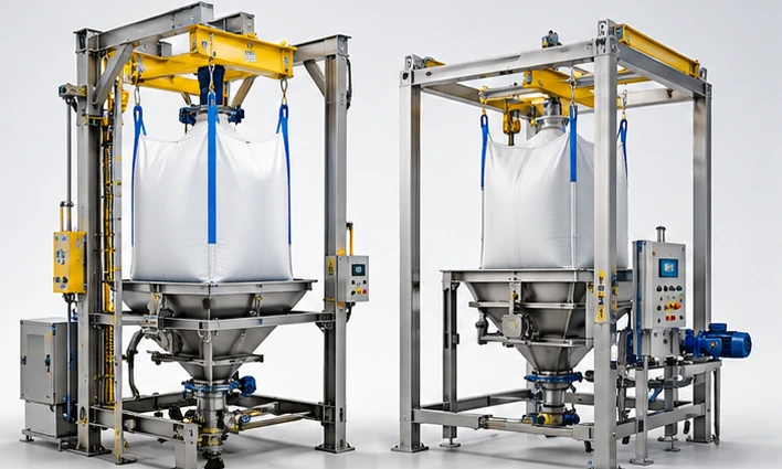 Conceptual illustration of bulk bag filling and discharging systems