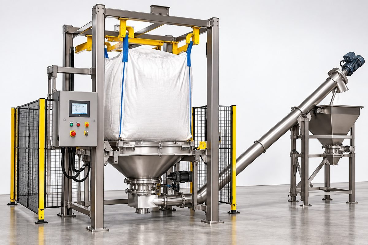 Industrial bulk bag handling and discharge system